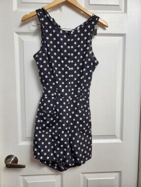 Streetwear Society Polkadotted Button Down Open Back Romper - Size S - DAMAGED